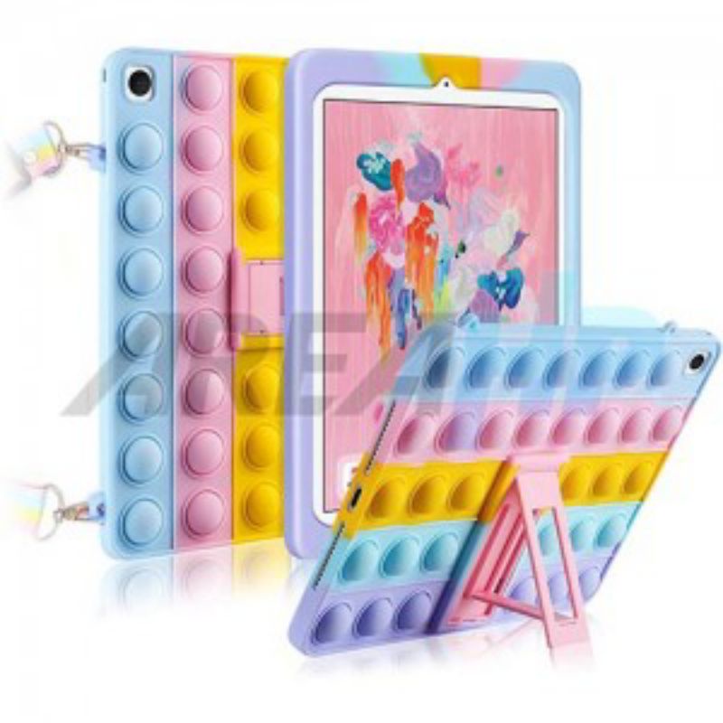 Pop It Bubble Rainbow Standing Case Casing Cover Anak Kids Samsung Tab A7 Lite 8.7 2021 T220 T225