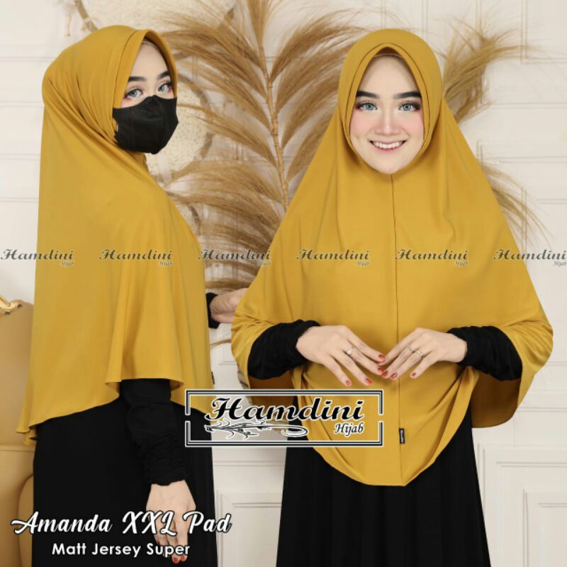 Jilbab Bergo Instan Amanda Pad XXL Jersey Original Hamdini Hijab