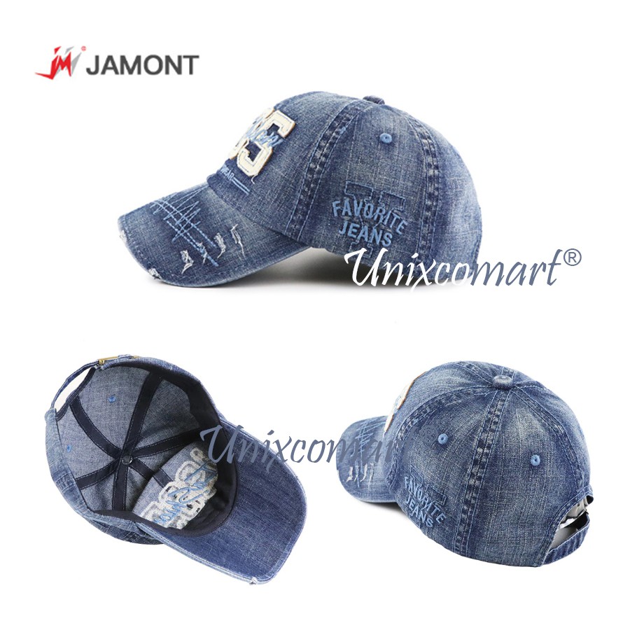 Topi Baseball JAMONT 1985 Fashion Jeans Hat Casual Sport Pria Wanita