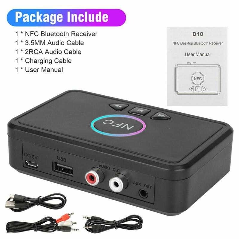 Audio Adapter Bluetooth 5.0 Receiver Universal NFC RCA AUX 10 Meter CD