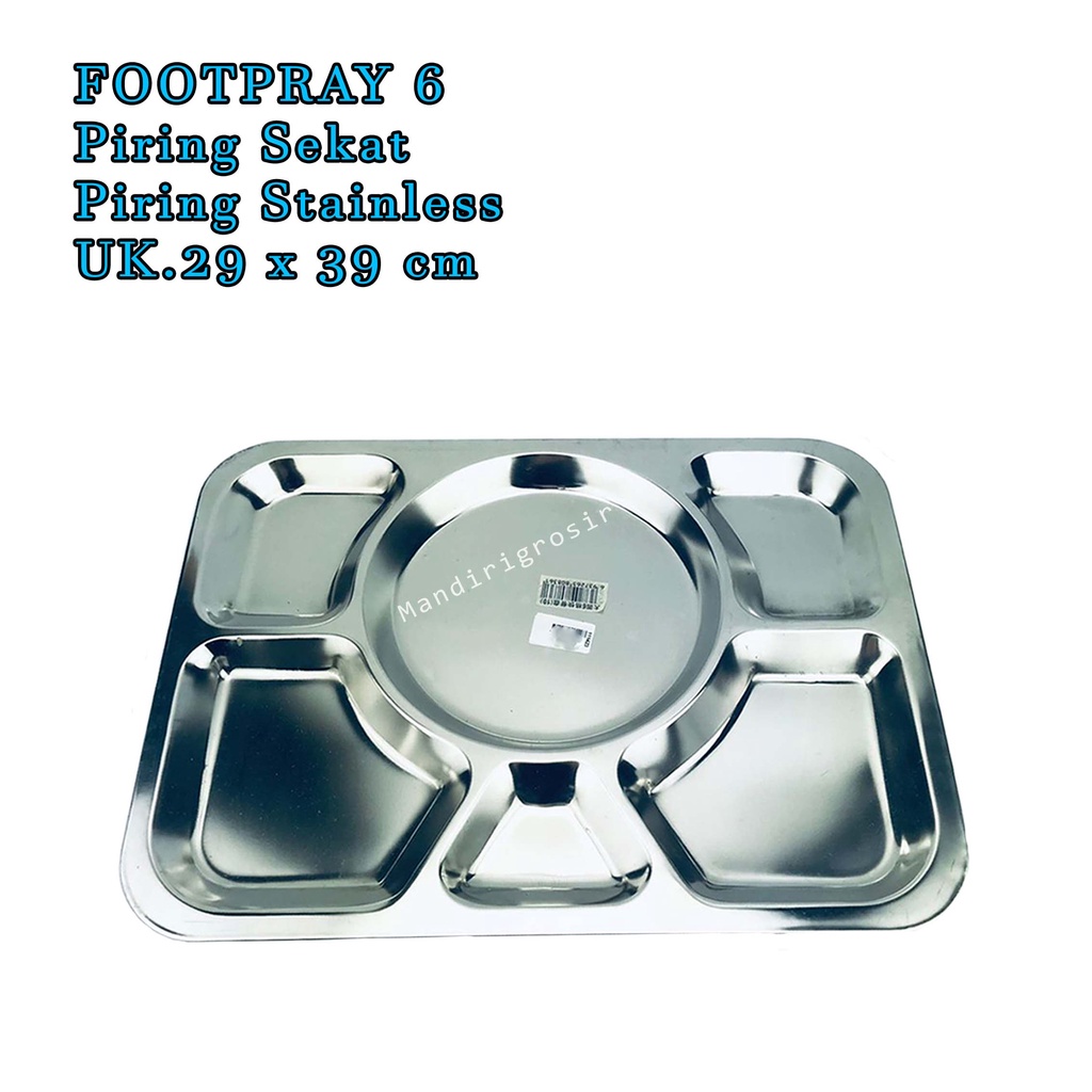 FOOTPRAY 6 * Piring Sekat * Piring Stainless * UK.29 x 39 cm