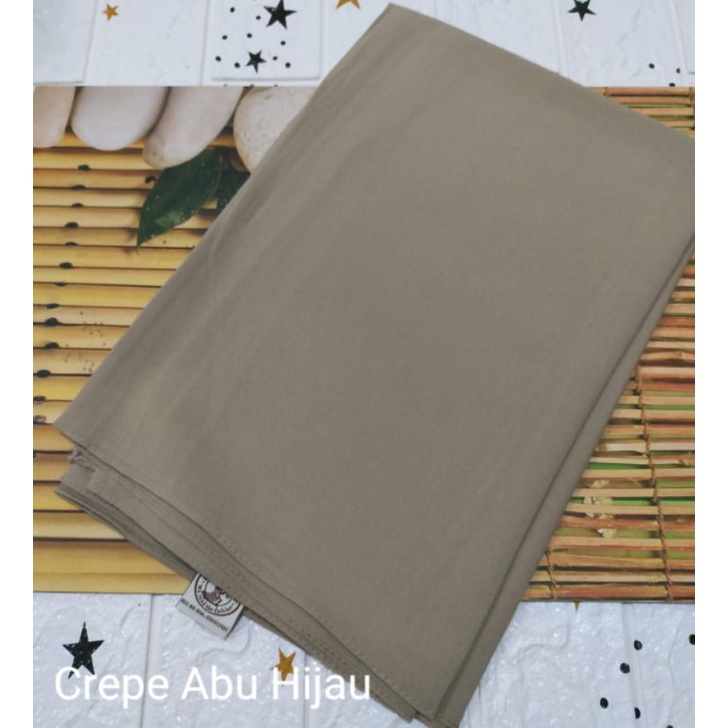 [175X75 CM] Jilbab Pashmina Polos Crepe Diamond Italiano Umama-Crepe Abu Hijau