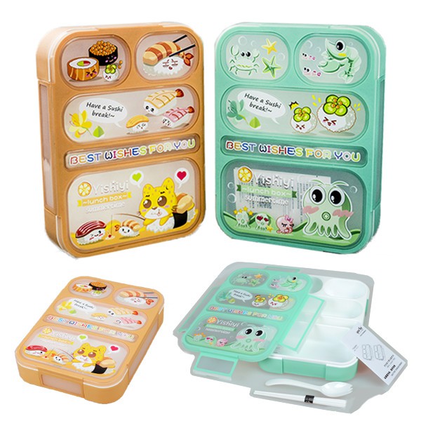 Paket Lunch Box + Tas Original Bekal Selempang Mickey Minnie Cars Hello Kitty untuk Kotak Makan