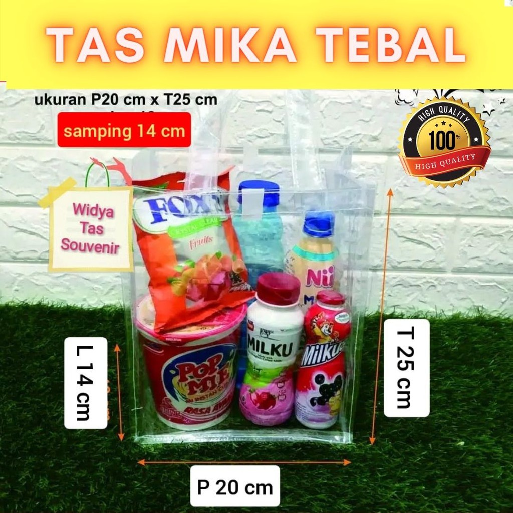 

Tas Mika Tebal Transparan Bening Terlaris uk P20 L14 T25