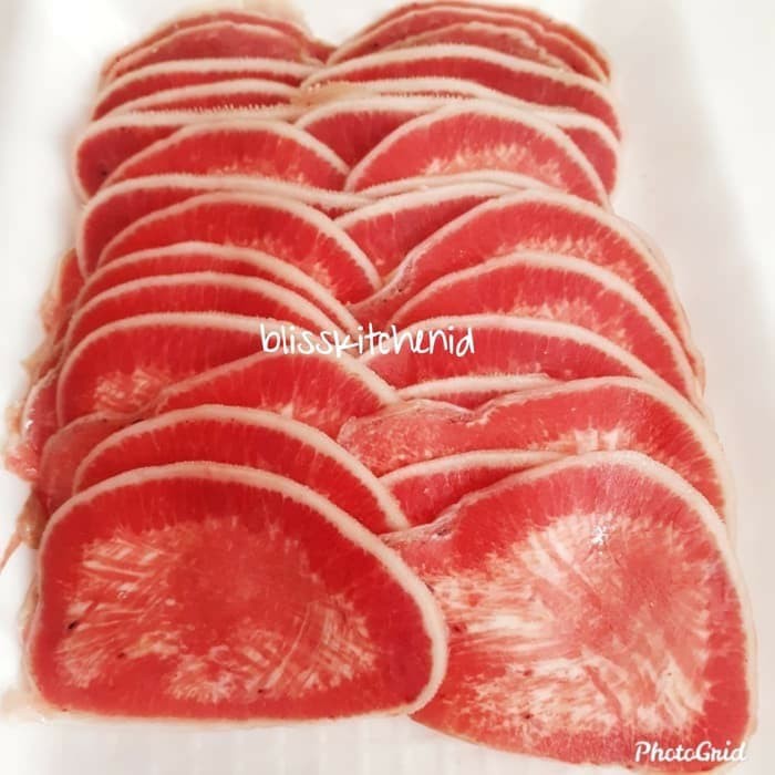 

Daging Lidah Sapi Slice AUS Impor / Ox Tongue Sliced / Gyutan 250gr