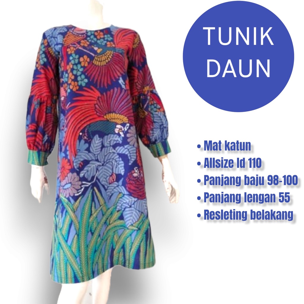 Tunik daun batik solo trendy dress wanita modern