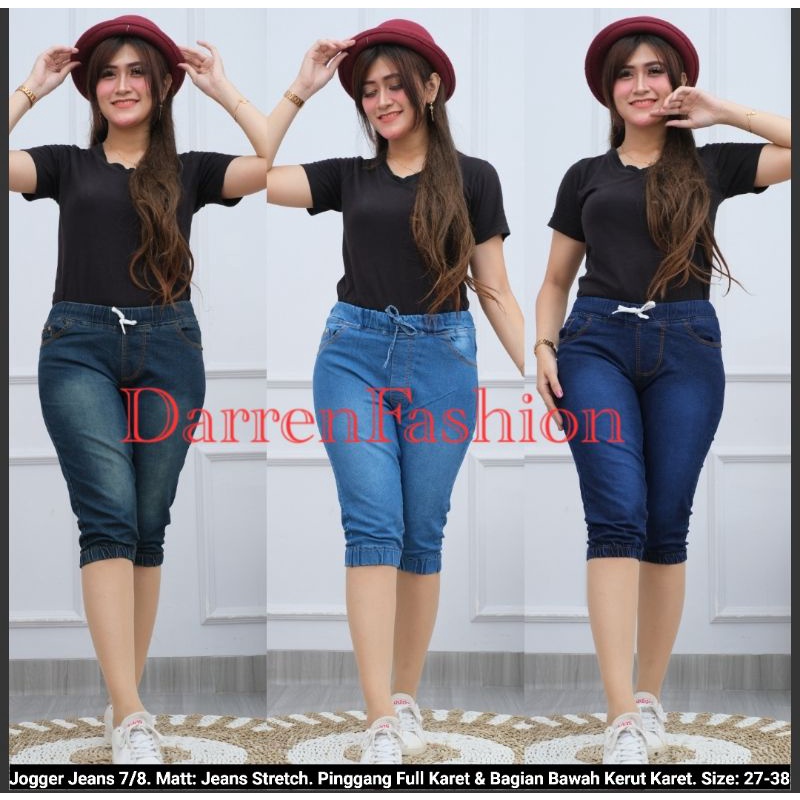 Celana Jogger Jeans 7/8 Untuk Wanita Dewasa . Celana Pendek Jogger Murah . Jogger Jeans 7/8