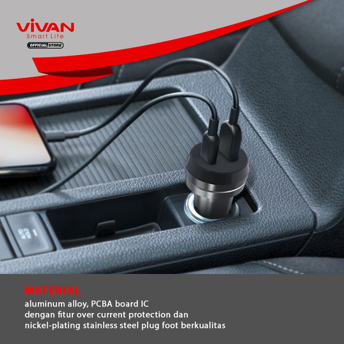 VIVAN CT01 Car Charger TYPE-C 2.4A - Garansi Resmi 1 Tahun