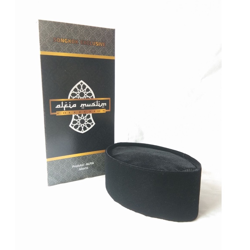 Peci Songkok Kopiah Hitam Premium Peci Hitam AC Peci Alfia Tinggi 9