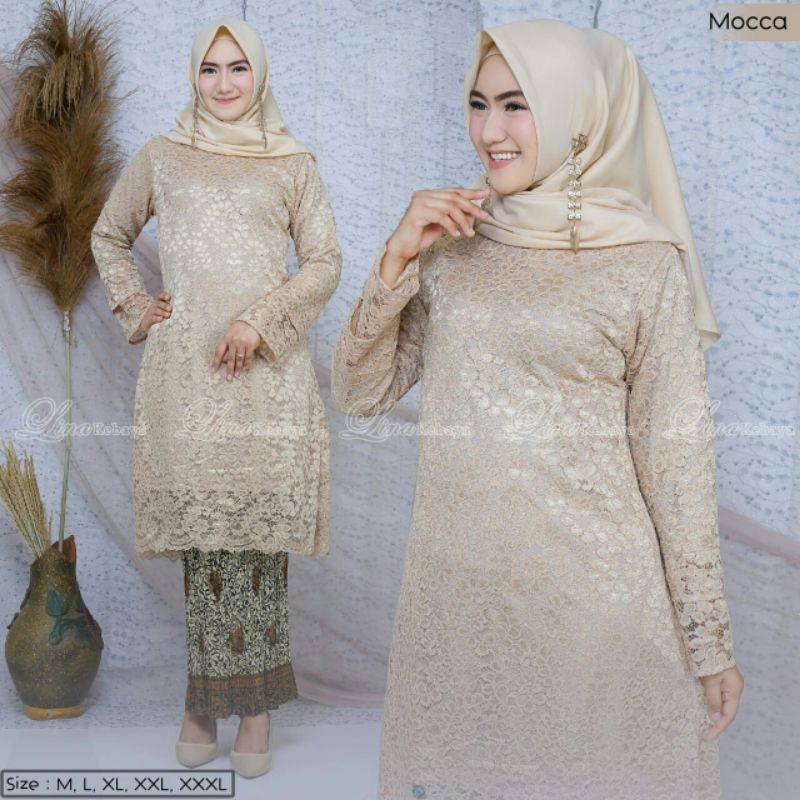 setelan kebaya tunik jumbo ld 120 - 130 / kebaya tunik kinanti / kebaya tunik brokat / tunik kurung