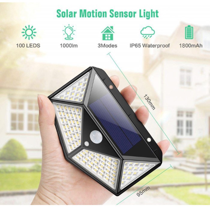 Lampu Solar Tenaga Surya 100 LED Dengan Sensor Gerak