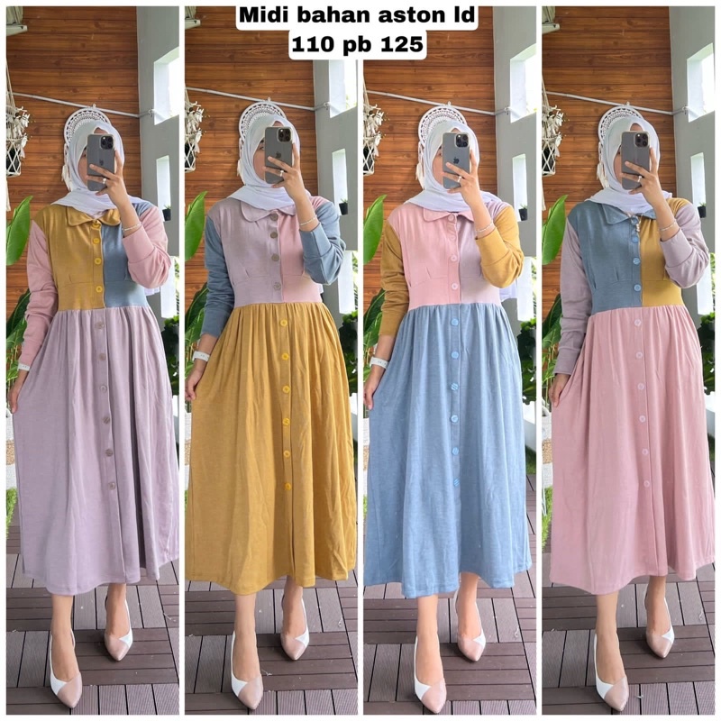 GAMIS MIDI DRESS BAHAN ASTON KAOS