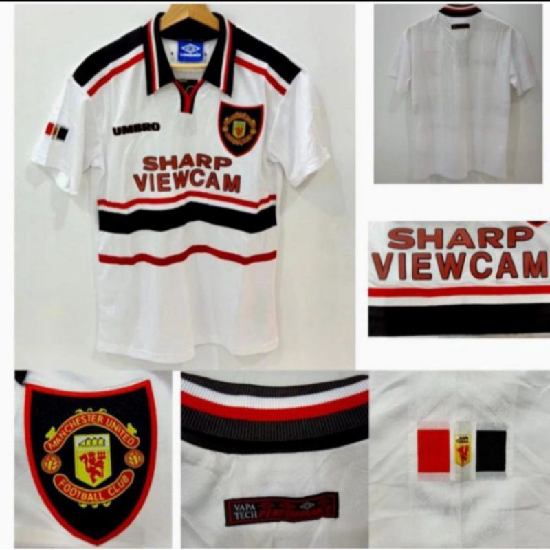 RETRO JERSEY MANCHESTER UNITED AWAY SHARP VIEWCAM 1996/98 NEW -GRADE ORI