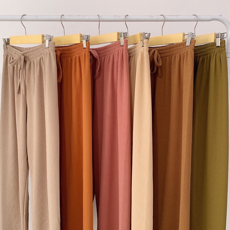 Celana Kulot Knit Rib Moza