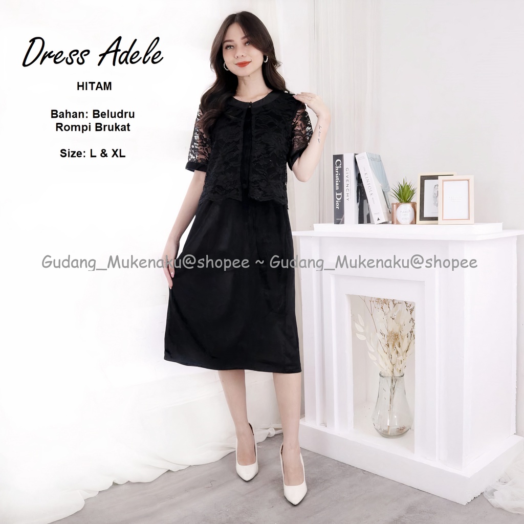 Gudang Mukena Dress Adele Bahan Beludru Kombinasi Rompi Brukat Pakaian Fashion Wanita Dewasa Terbaru Premium COD bisa bayar di tujuan