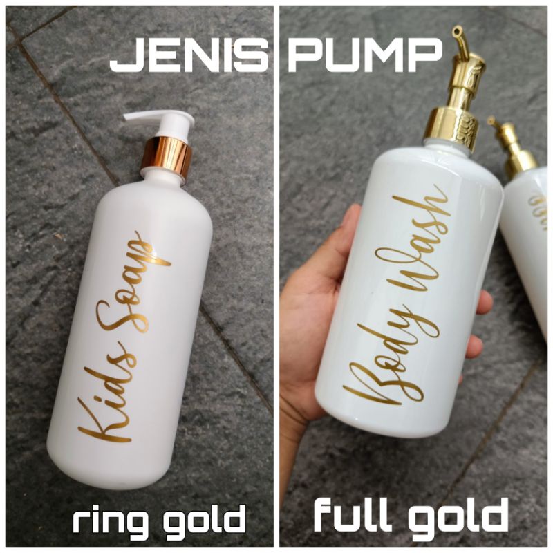 WHT-100 Botol Sabun Cair Pump Hitam Doff Gold Aesthetic 500ml Luxury Estetik Free Label - Black Collection