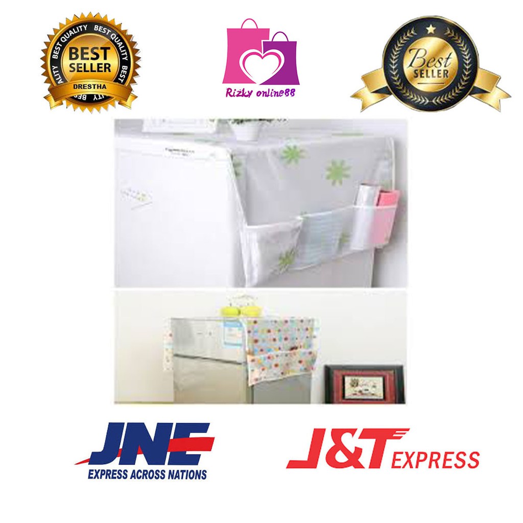 Rizkyonline88 cover kulkas taplak alas kulkas waterproof dust refrigerator cover kantong storage