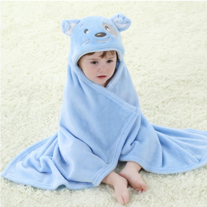 Selimut Topi Karakter F Double Fleece Selimut Bayi Hoodie Bulu Bayi 3D Hoodie Blanket