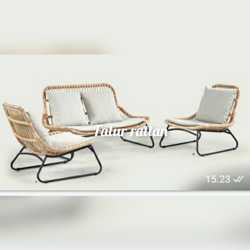 FREE ONGKIR P.JAWA 1 Set Kursi Rotan Asli /Kursi Sofa Rotan Asli Termurah
