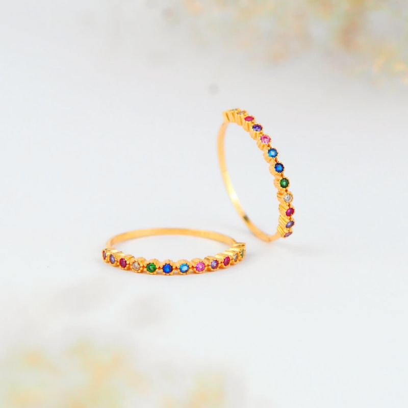 Femina Ladies- Cincin Listring Setengah Mata Tanam Rainbow - Toko Emas Gadjah