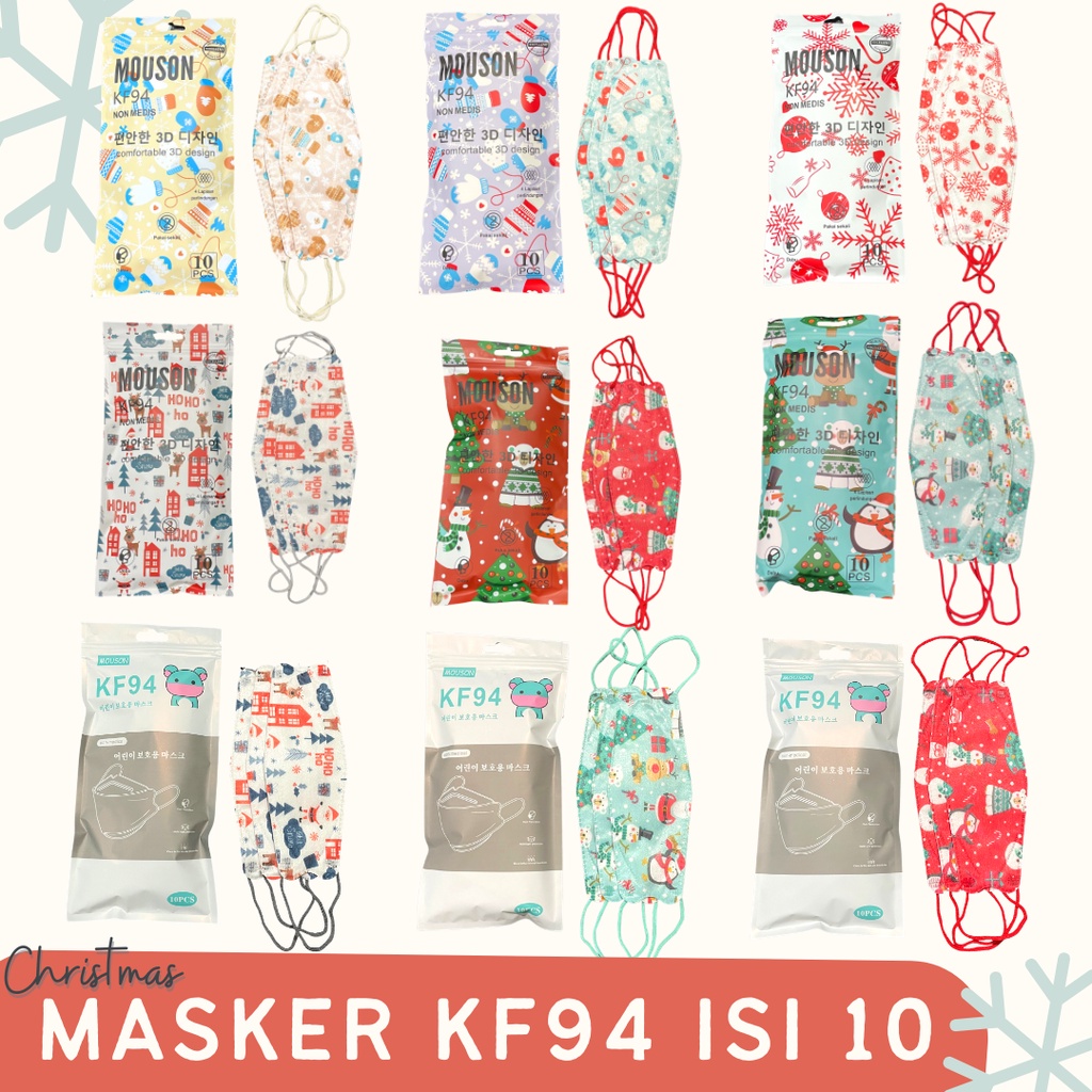 MASKER KF94 MOUSON TAHUN BARU IMLEK NATAL CHRISTMAS ISI 10 | MASKER MOTIF LUCU PREMIUM 4PLY