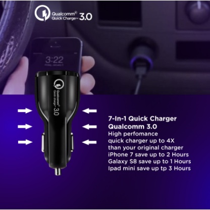 ✅COD Car Charger Colokan Mobil 2 Ports QC3.0 3.1A JOYSEUS Qualcomm Black