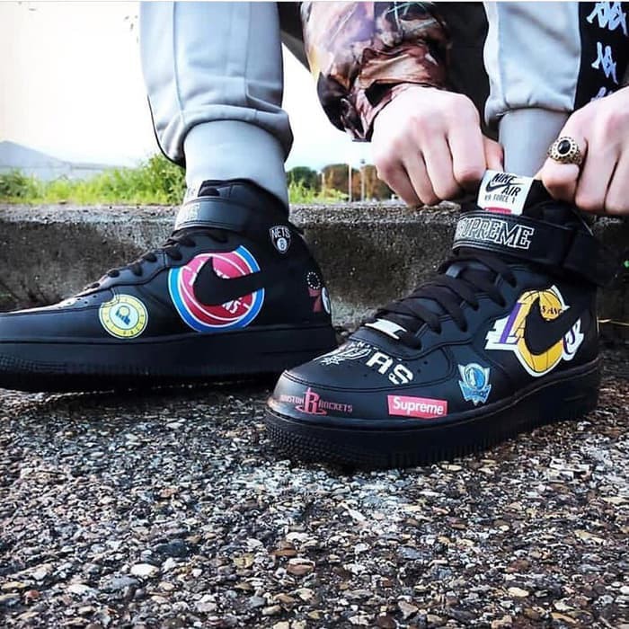 Promo Sale Nike Airforce 1 x Supreme x NBA Black Premium Original Black