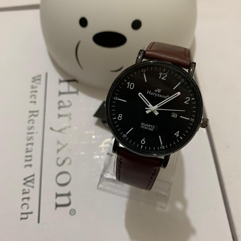 Jam Tangan Pria dan Wanita Haryxson Jam Tangan Mewah Jam Original Unisex Tali Kulit Coklat