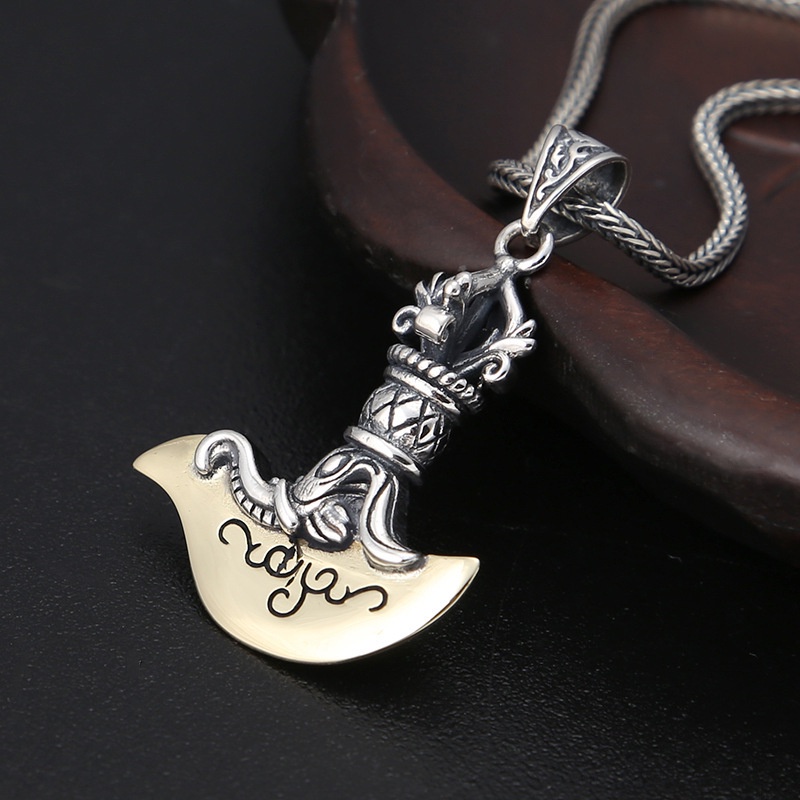 Men's Fashion Retro Design Tomahawk Pendant Amulet Rock Hip Hop Rap Necklace