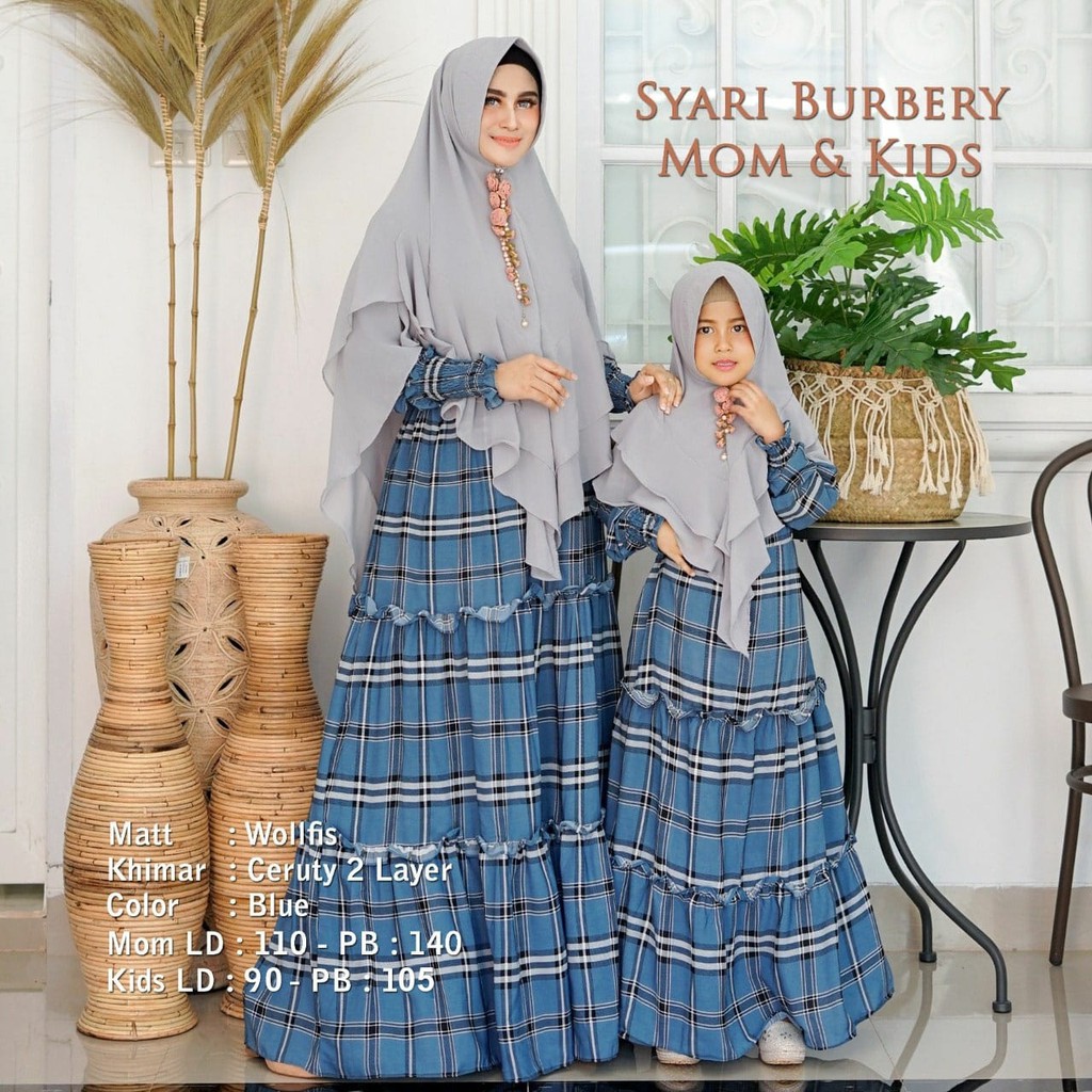Gamis muslim syar'i wolfis blueberry & maxmara lux polka