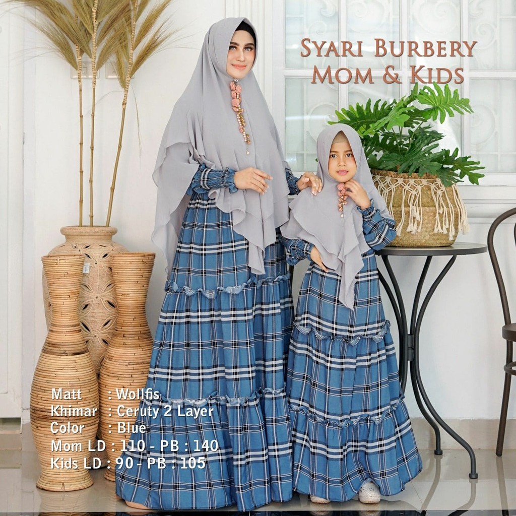 Gamis muslim syar'i wolfis blueberry & maxmara lux polka  