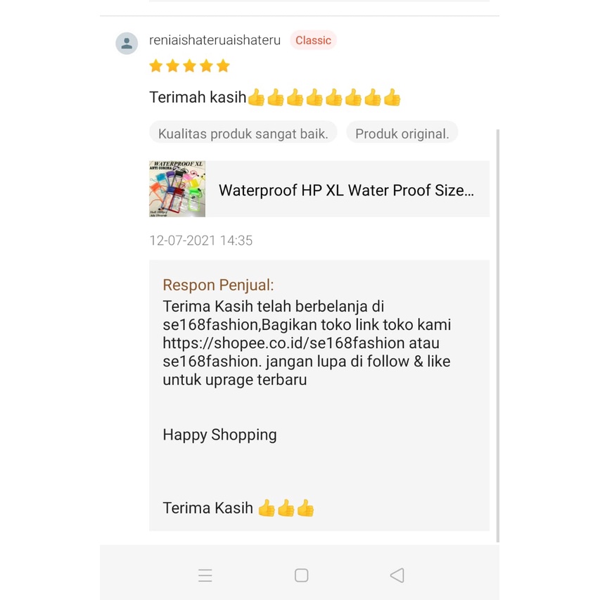 Waterproof HP XL Water Proof Size XL Ukuran 6.5&quot; lebih tebal