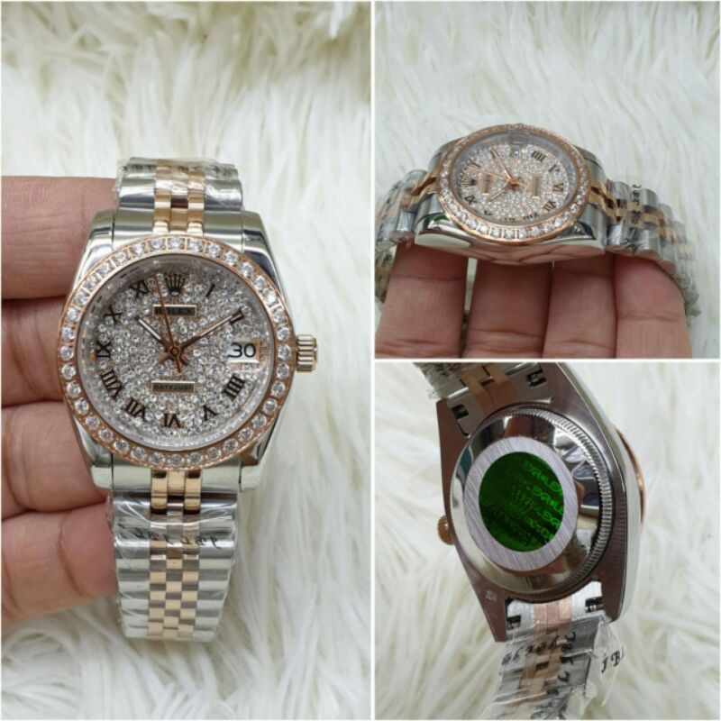 jam tangan wanita rolex Datejust automatic full permata kualitas original