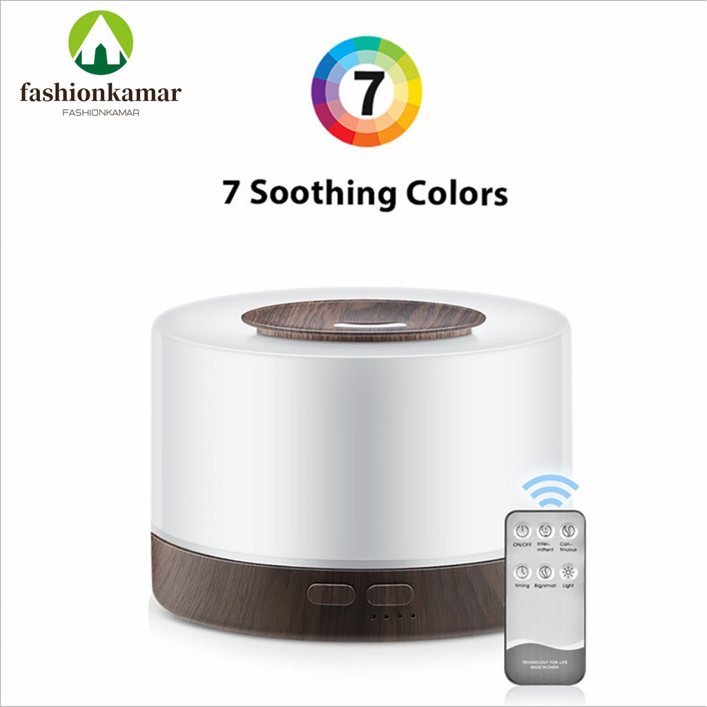 Humidifier Air 500ML Aromaterapi Difuser Dengan Remote Model Putih Alas Kayu (TIDAK FREE OIL)-1