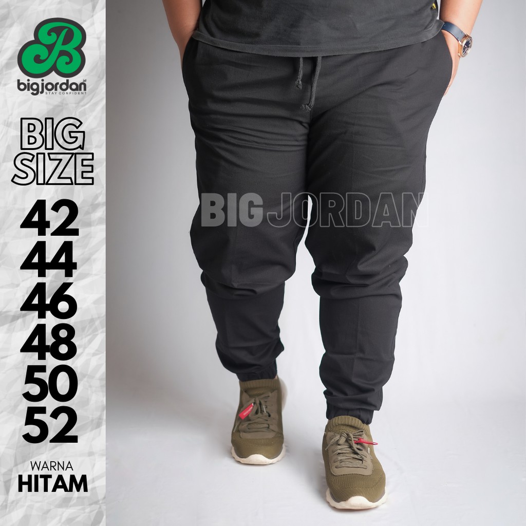 celana jogger pants hitam pria cotton twill stretch big size 46 joger pant wanita ukuran jumbo besar