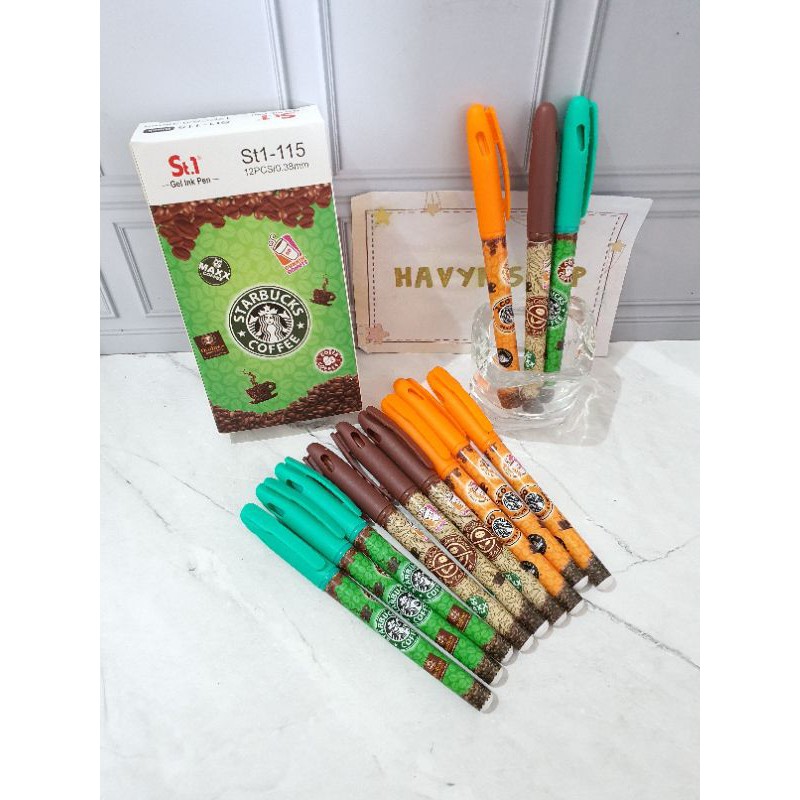 (12pc) pen gel/pen motif makanan minuman/pulpen lucu/pen mie/pen fancy-Coffee 115