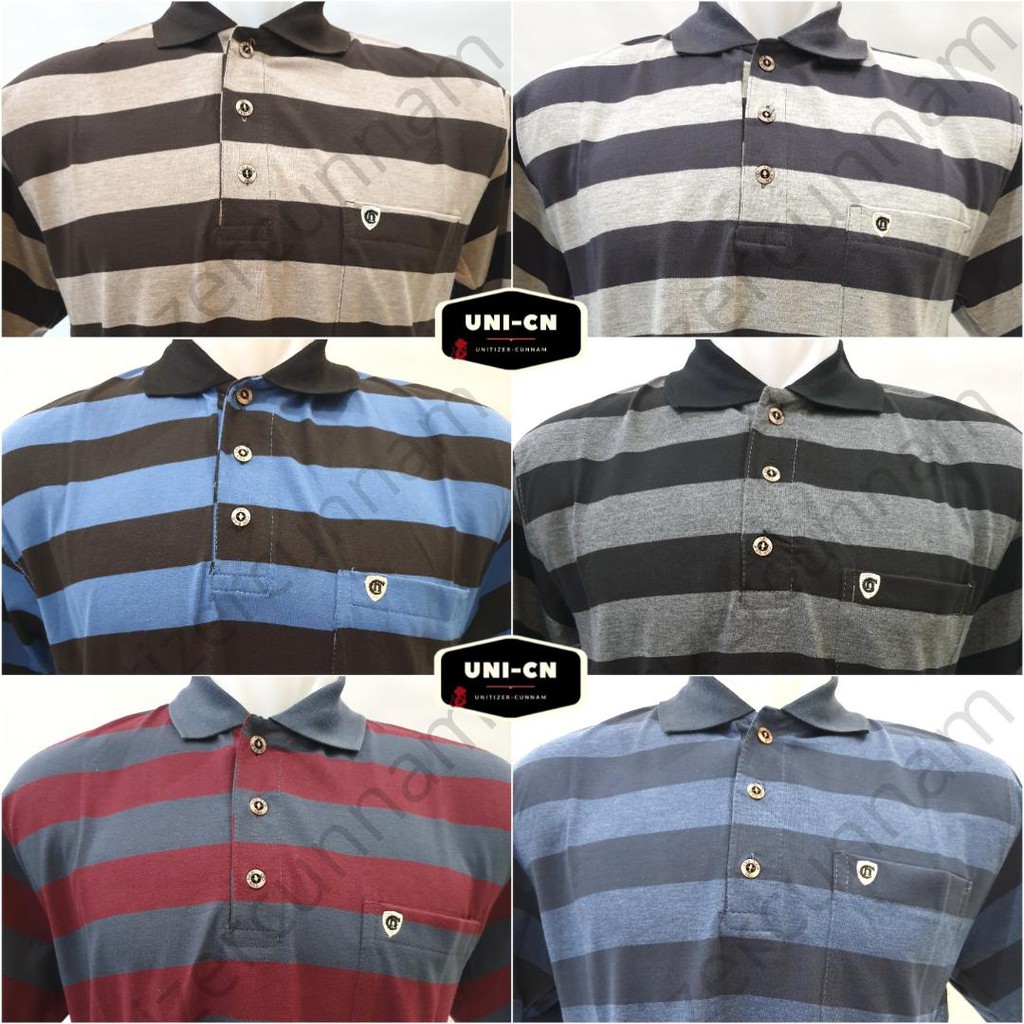 CUN NAM CNS 09. KAOS POLO MOTIF SALUR SAKU 6 WARNA - TC /Kerah Wangki Pria Dewasa Kantong.