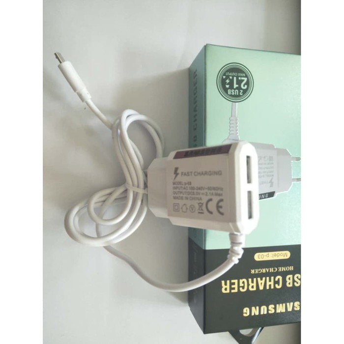 TC Charger Casan SAMSUNG ORI Original 100% 2USB 2.1A / 2A P-03   Grosir