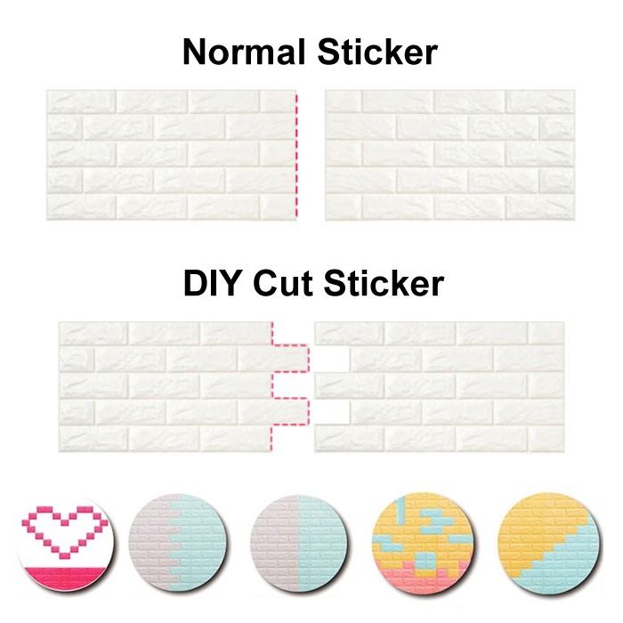 ★ Cayman ★ 77 x 70CM BUKAN TIPIS 3D wallpaper Foam Timbul Bata Brick Sticker Wallpaper Dingding 3D Foam Motif Batu Bata 70 x 77 CM Dinding Kamar Murah HL010-6