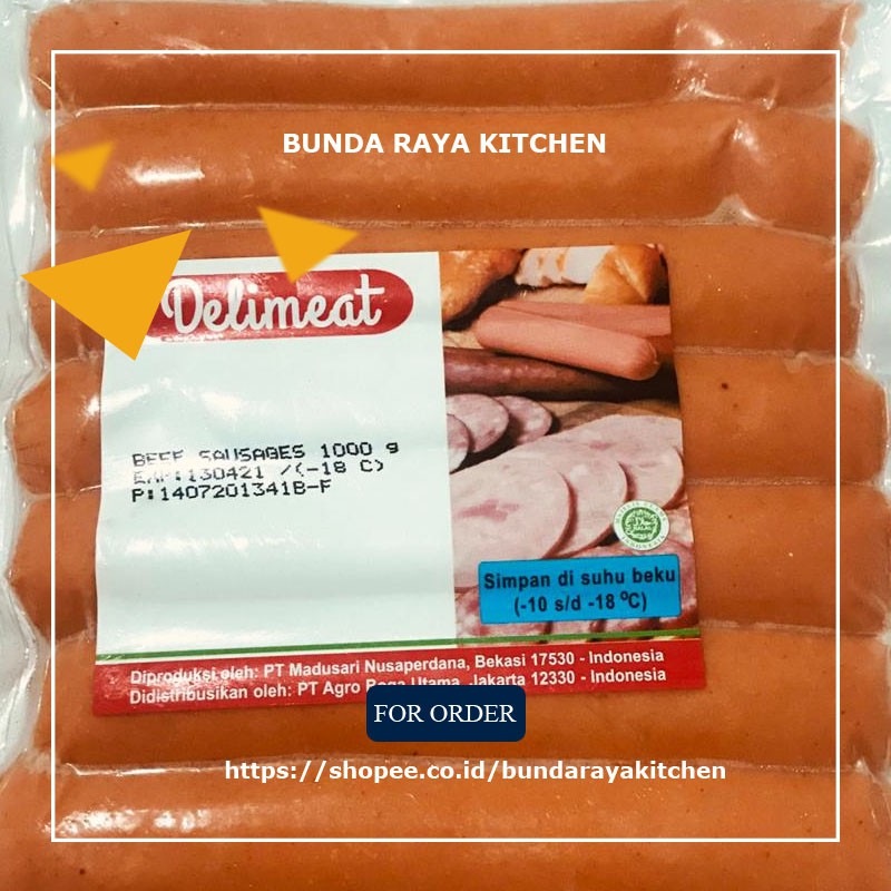 

Sosis Enak / Delimeat / Sosis Sapi / Pack @ 1kg isi 25 pcs / Mantul !!