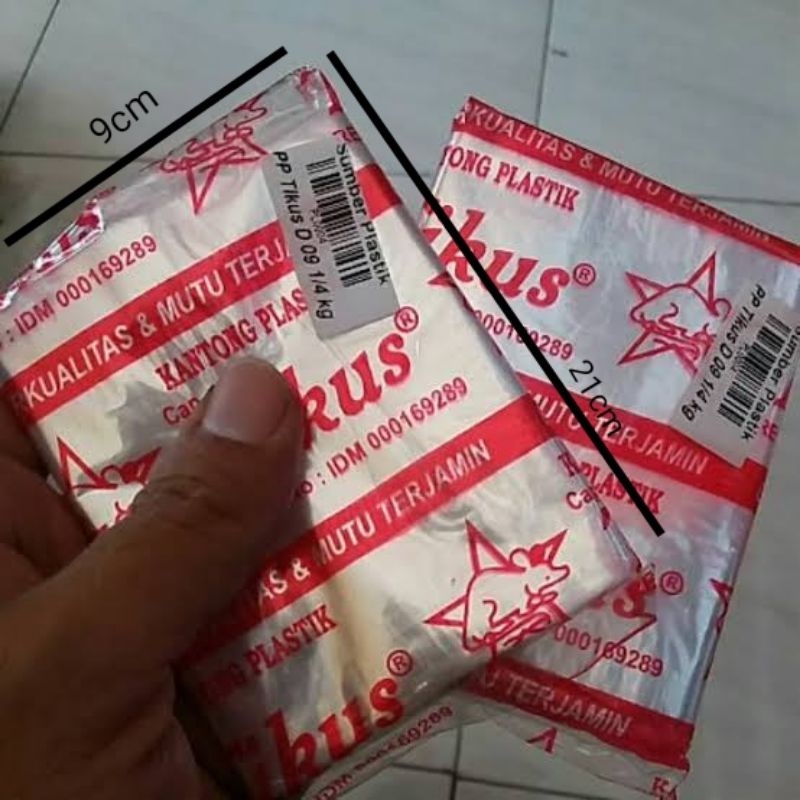 Kantong Plastik Kemasan PE Bening 9x21cm 1/4kg Serbaguna Ekonomis