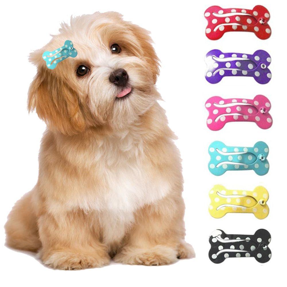 5pcs / set Jepit Rambut Bentuk Tulang Motif Dot Untuk Anjing Kecil