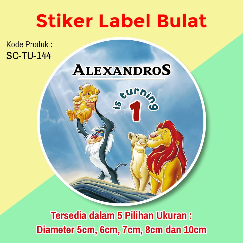 

STIKER LABEL ULANG TAHUN ANAK TUMPENG MINI BENTO SOUVENIR LION KING