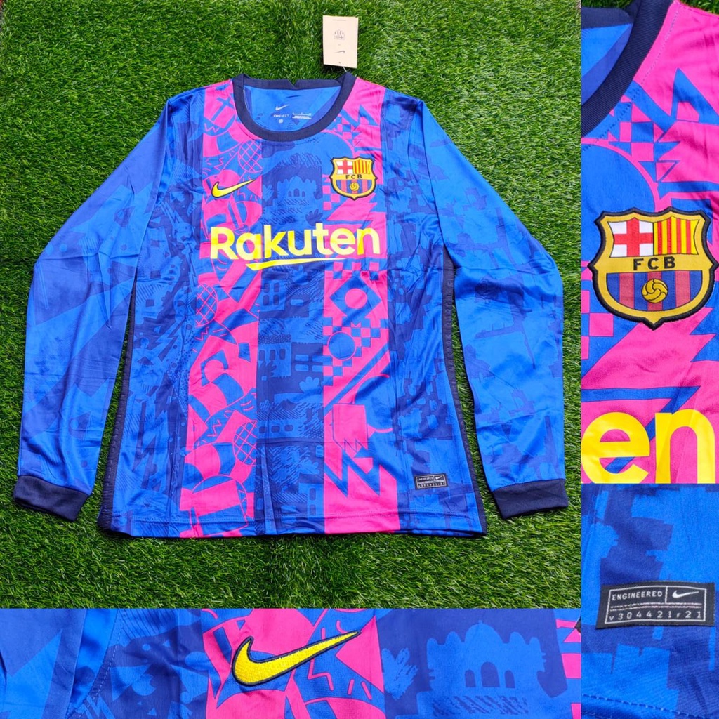 Jersey bola jersey BARCELONA HOME UCL LONGSLEEVE 2021/2022 gradeori highquality import thailand baju