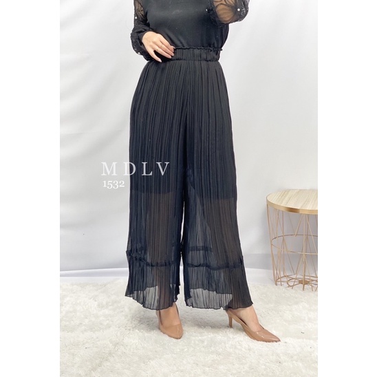 MDLV ~ 1532 LUZZEL WIDE LEG PLEATED PANTS CELANA KULOT CHIFFON CELANA KOREA CELANA PREMIUM IMPORT