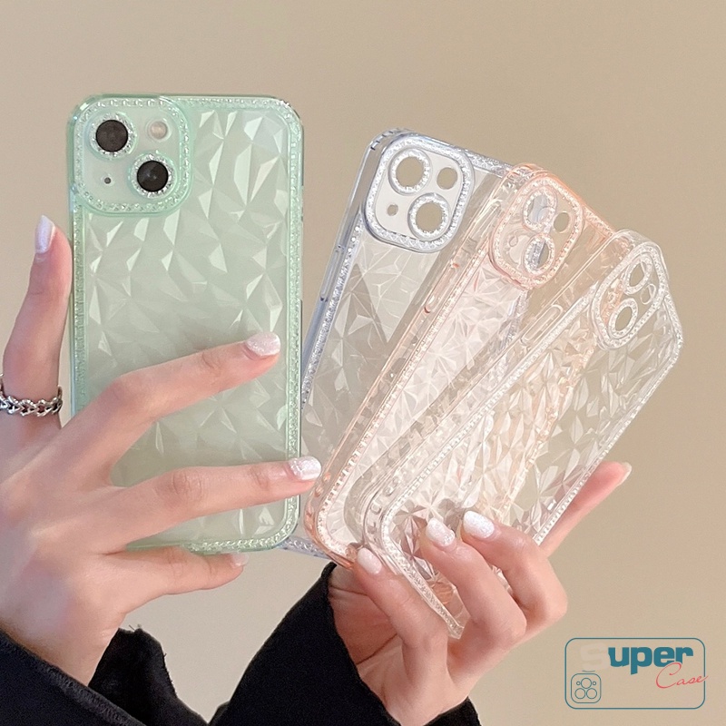 Soft Case TPU Transparan Motif Berlian 3D Untuk IPhone 7plus 8plus 11 14Pro 14 MAX 6 6s 7 8 Plus XR X XS MAX SE 2020