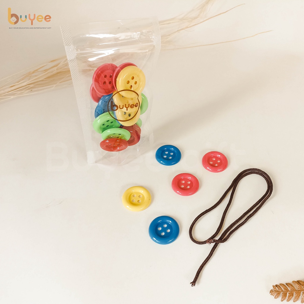 Kancing Jumbo 3,5cm 30 Pcs | Montessori Meronce Kancing | Aktivitas Belajar Warna