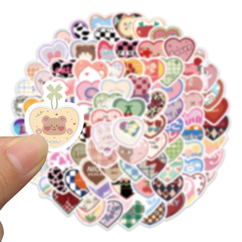 100pcs / set Stiker Graffiti Love Anti Air Gaya Korea Untuk Dekorasi Koper / Notebook