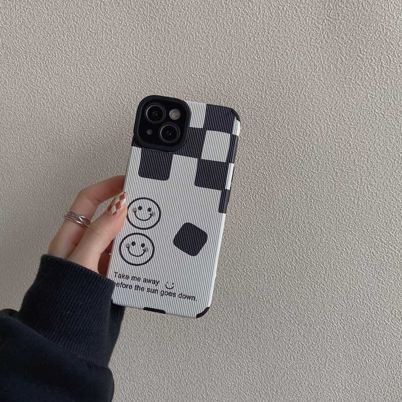 Soft Case Motif Garis Hitam Putih Untuk iPhone 7 8 Plus X XR SE 2020 XS Max 11 13 Pro Max