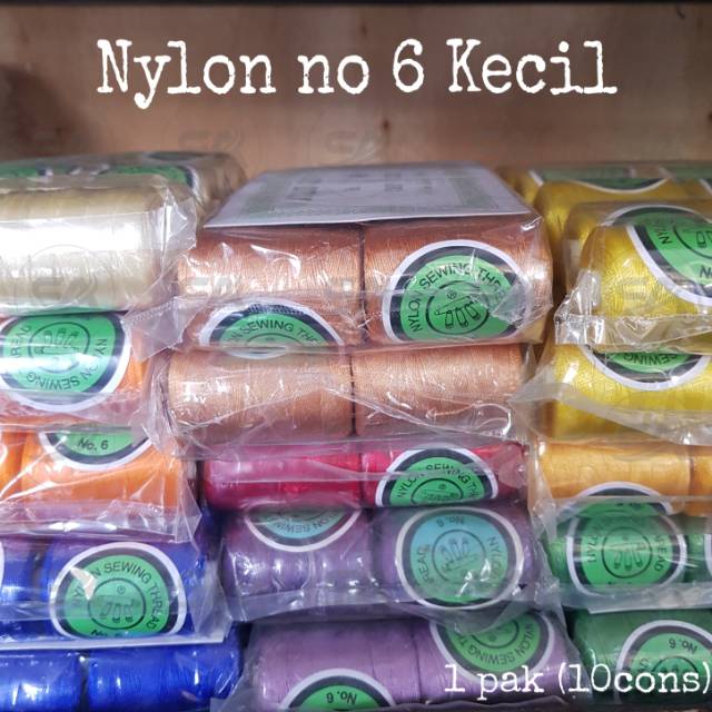 [PAK] BENANG NYLON NO 6 KECIL (ISI 10 PCS | 1 PAK 1 WARNA) NILON PENITI